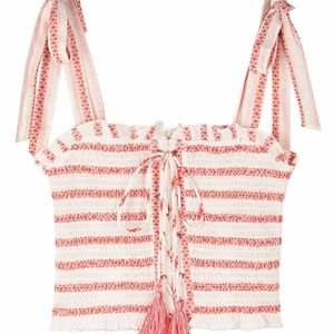 FP Electric Love Red & White Smocked Tie-Strap Top